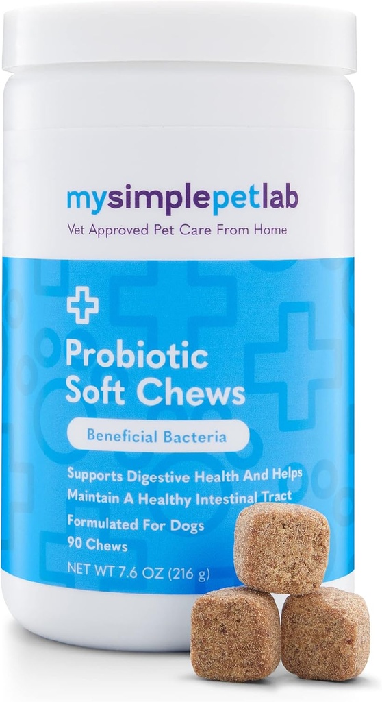 MySimplePetLab Probiotyki psów, 5- Szczeliny Probiotyczny Mieszanka, Zdrowe Pet Chews, Wsparcie zdrowia trawiennego, Funkcje Gut, System immunologiczny, Smaczne Probiotyczne Soft Chews dla psów, Codzienne suplement