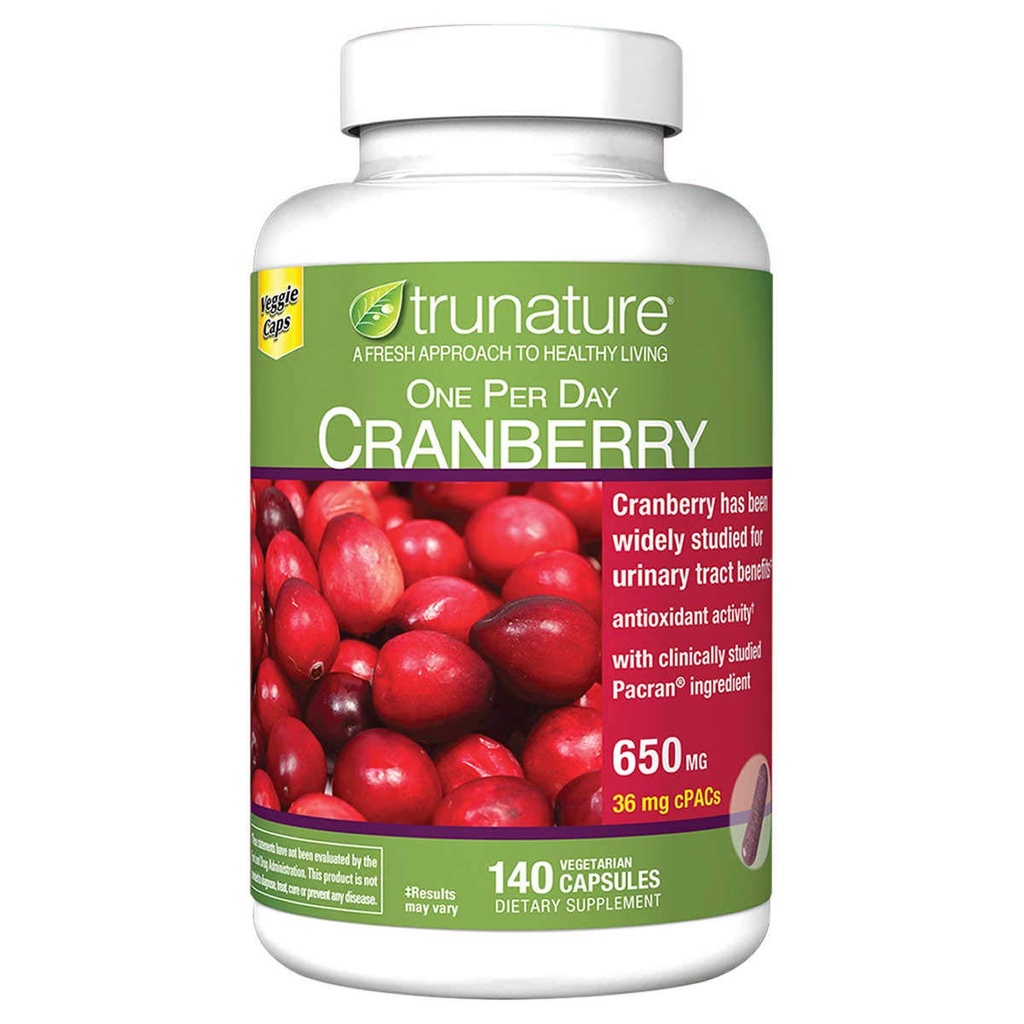 Trunature Cranberry 650 mg, 140 Kapsułki wegetariańskie (3 opakowania)