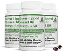 TURNER Nowa Zelandia Zielony Lipped Omega-3 Olej muszli, 53x Wyższa Moc z UAF1000 + Super Przeciwutleniacz. No Fishy Aftersmast, 3 butelki, 180 Softgels