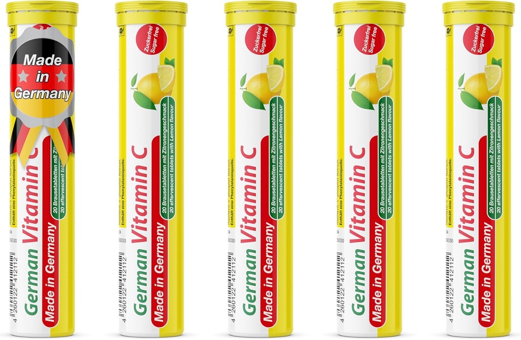 T & D Niemiecka witamina C 180 mg - 40 Wegańskich tabletek musujących - Lemon Lime Flavor - Made in Germany
