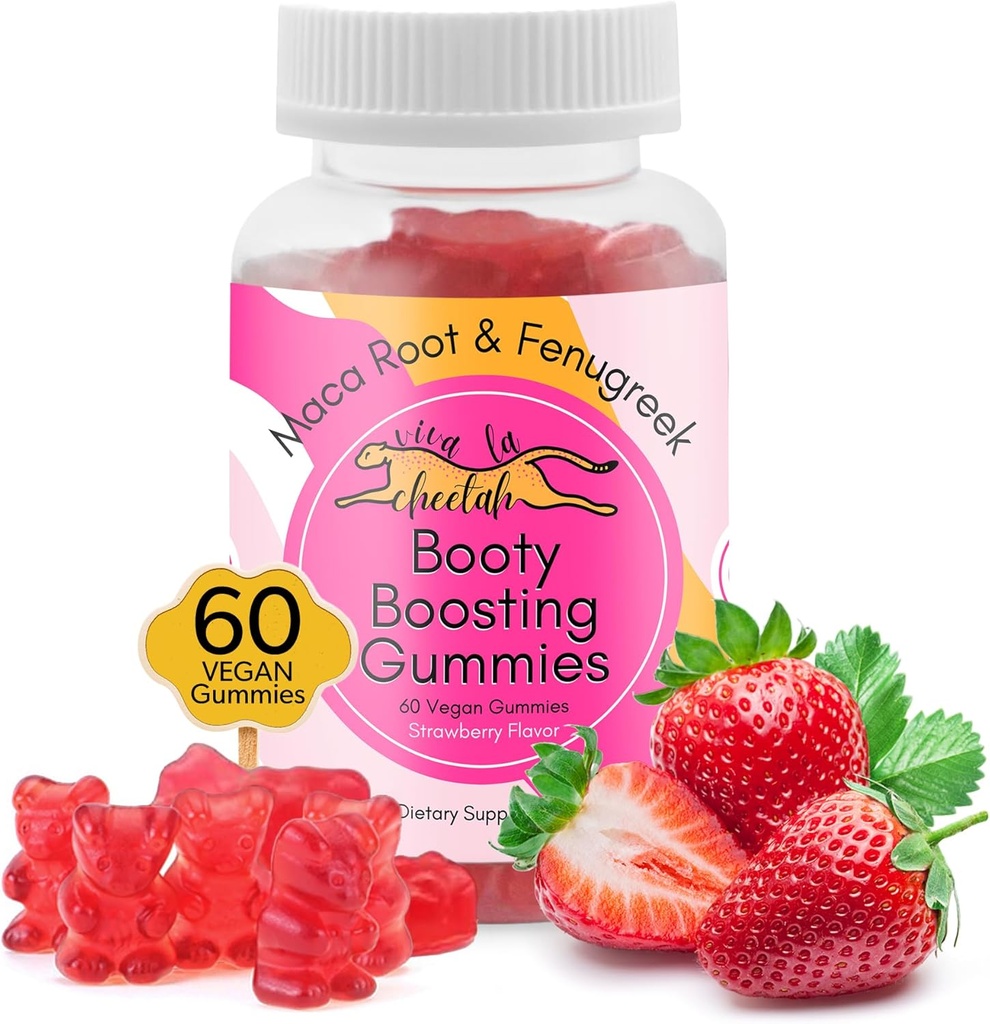 Booty Enhancing Gumy Suplement, Big Butt Enhancer, Wsparcie treningu, Multivitamin dla kobiet, Natural Glute Boost Vitamin dla Curvy Shape & Max Gains, 60 Wegan Gummies