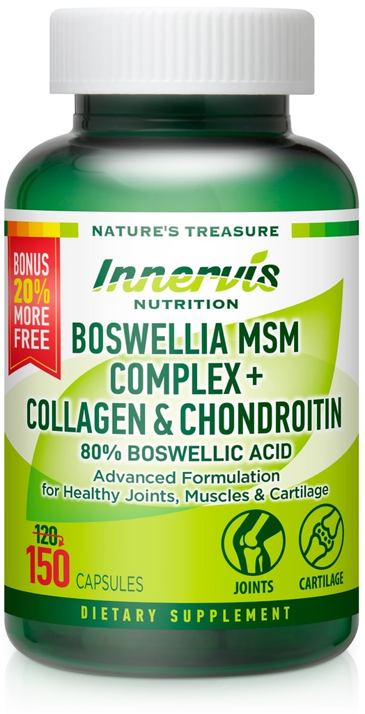 Boswellia MSM Complex 150 Caps - Wspiera wspólne zdrowie 124; Kolagen, Chondroitin, Turmeric