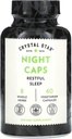 Crystal Star Night Caps Natural Sleep Aid Supplement (60 Kapsułek) - Herbal Non-Habit Forming - Valerian Root, Kava & Kwiat Pasji - Non-GMO
