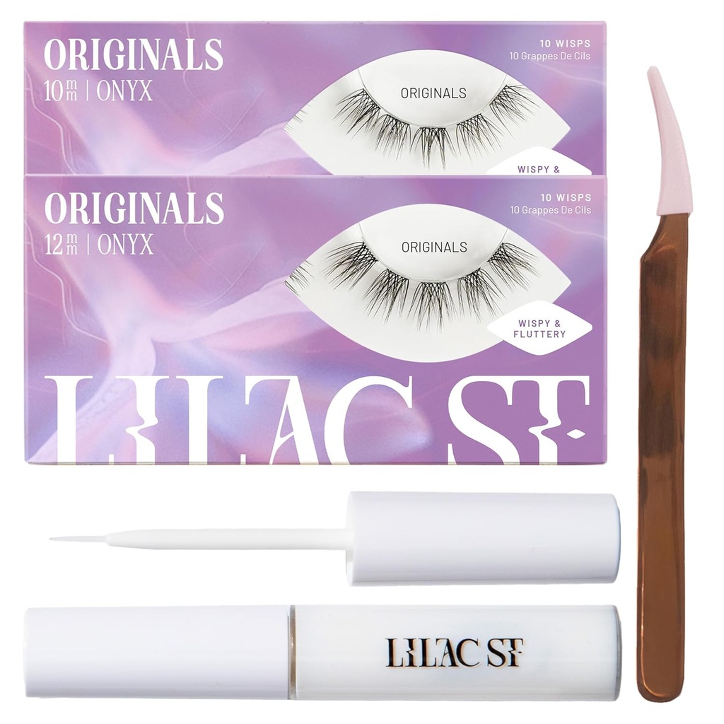 Lilac St - Originals Starter Kit - Zawiera naturalne Faux Eyelash Clusters (10mm & 12mm), Klej klarowny Lash, & Lash Applicator - Lekki i Lifelike - Lasts 10 Dni - Okrucieństwo wolne, Wegan - 20 Lash