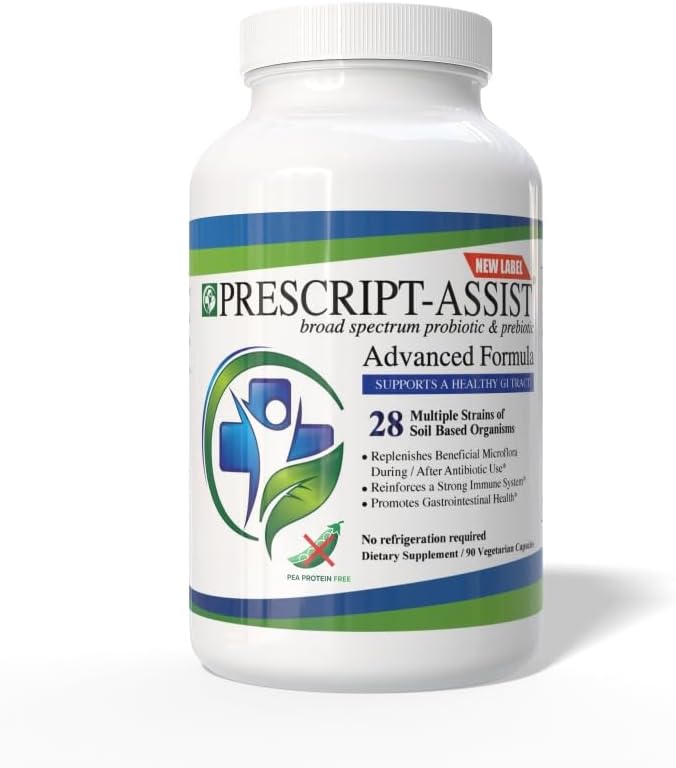 Prescript- Assist Prebiotyki i Probiotyki dla zdrowia pokarmowego i immunologicznego bez białka Pea dla szybkiego wchłaniania - Zaawansowane Plant- Based, Wegan, Wsparcie Odzyskiwanie mięśni i Gut zdrowia, 90 Kapsułki