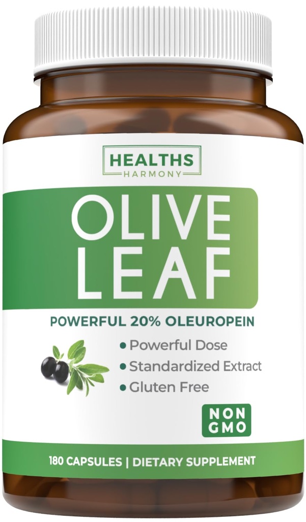 Ekstrakt Super Siła Olive Leaf Capsules - Vegan Non-GMO 750mg Olive Extract z 20% Oleuropeiny Suplement przeciwutleniający dla odporności skóry i serca Wsparcie zdrowia - Made in The USA (6 Month Supply)