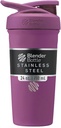 Butelka BlenderBottle Strada Shaker Cup Izolowany Stal nierdzewna Butelka wodna z drucianą whisky, 24- Ounce, Plum