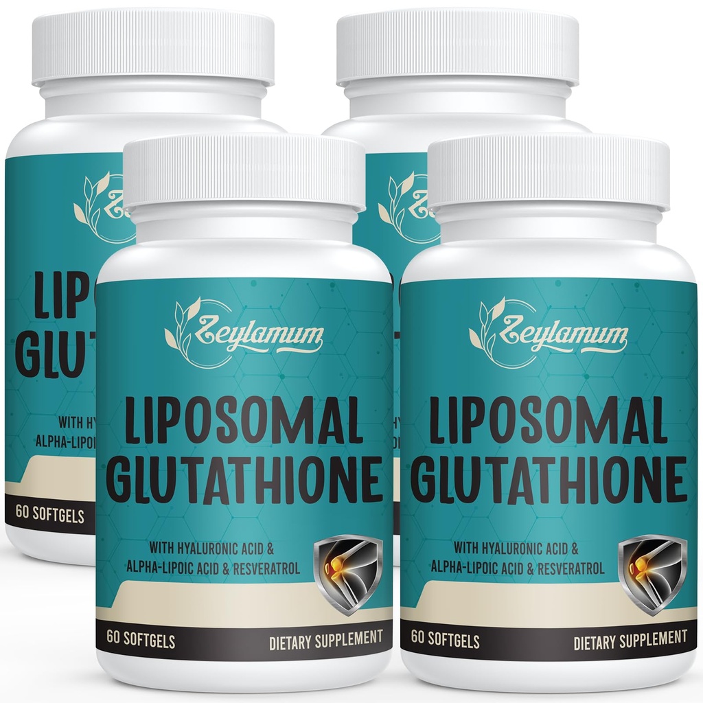 2400 MG Liposomal Glutathione Softgels, Max Absorpcja, Forma aktywna L- Glutathione Reduced (GSH), z kwasem hialuronowym, Resveratrol, Master Antioksydants for Detox, Mózg, System immunologiczny, 240 Softgels