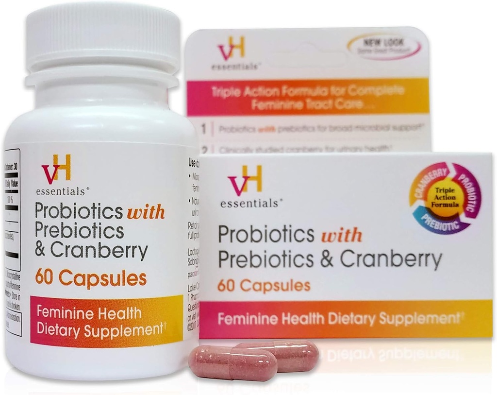 vH niezbędne Probiotyki z Prebiotykami i Żurawinowym Suplementem Zdrowia Kobiet, 60