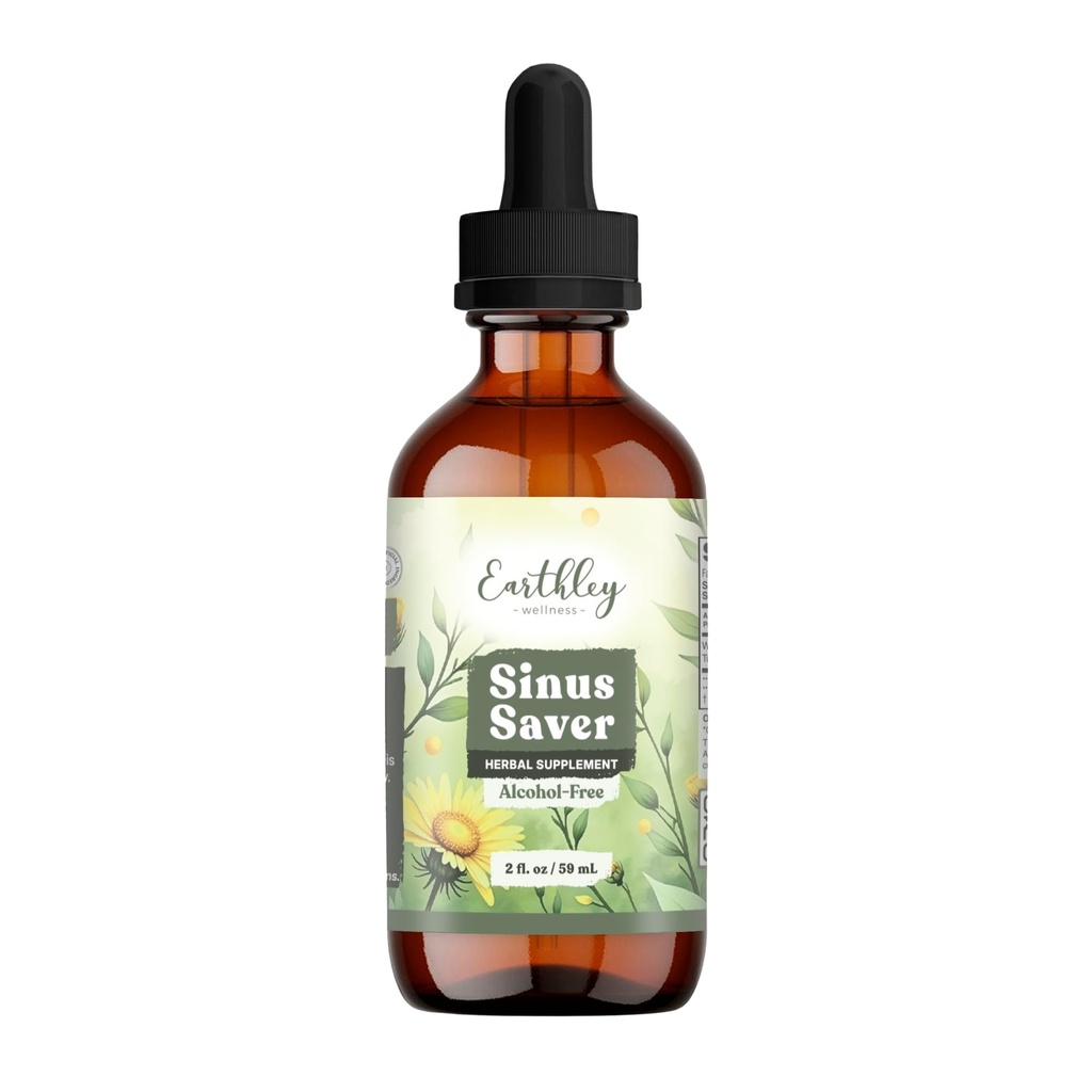Earthley Wellness Sinus Saver, Natural Remedy, Free of Allergens, Parabens, and Conservatives, Pomaga zwiększyć witaminę C (2 oz, Alkohol wolny)