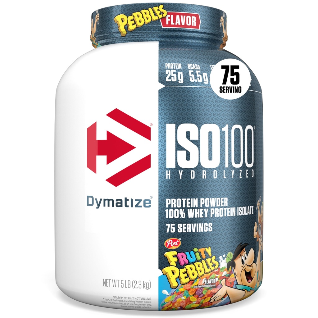 Dimatize x Owoce Pebbles ISO100 Białko serwatki w proszku Izolat, 25g białka, 5,5g BCAA, 120 Cal., Gluten Free, 1g tłuszczu, 1g cukru, 2g Carb (75 Słupki)
