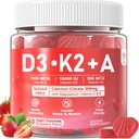 Witamina D3 10000iu + K2 MK7 + Gumiaki z cynkiem wapnia Magnezu dla kobiet i mężczyzn, Wysoka moc ADK Suplement witaminy wspomaga zdrowy system immunologiczny, Bone and Vision Function, Bez cukru 120 Cts
