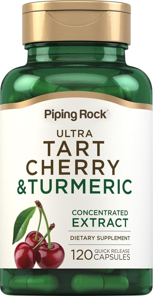 Piping Rock Turmeric i Tart Cherry Kapsułki 124; 120 Hrabia 124; z Black Pepper Extract 124; Wegetarianin, Non-GMO, Gluten