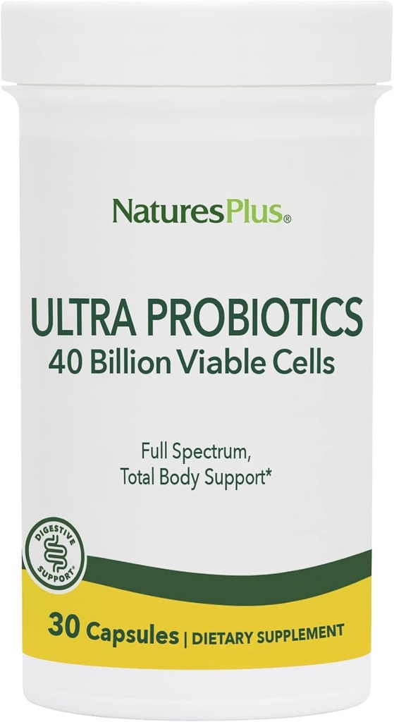 NaturesPlus Ultra Probiotyka - 30 Kapsułki wegańskie - Pełna widmo Support Body - Zawiera Acai prebiotyczne - 30 Służenia