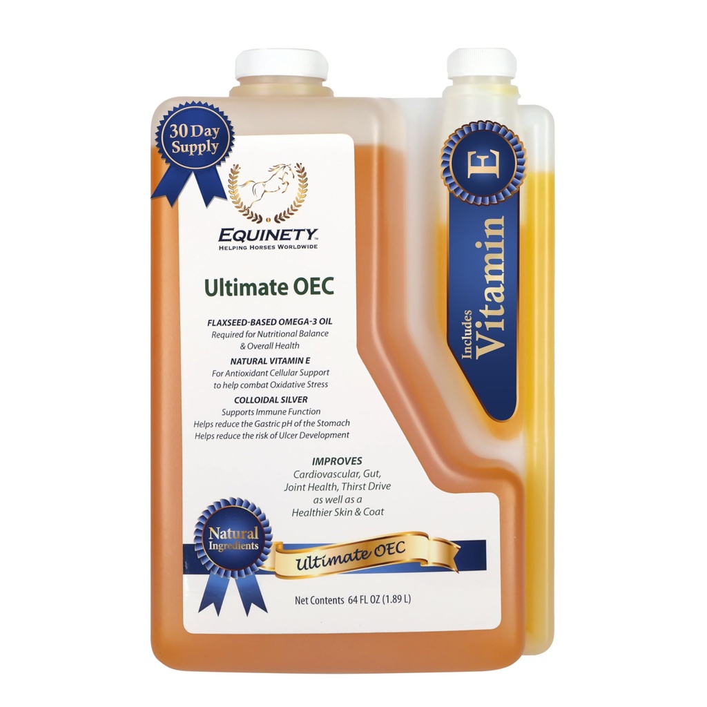 Ultimate OEC Horse Supplement - Omega 3, Witamina E, Olej lniany dla koni - Coat Defense, Joint & Hoof Support - Vet- Zatwierdzony olej z koni dla zdrowej wagi, Mięśnie & Odzyskiwanie