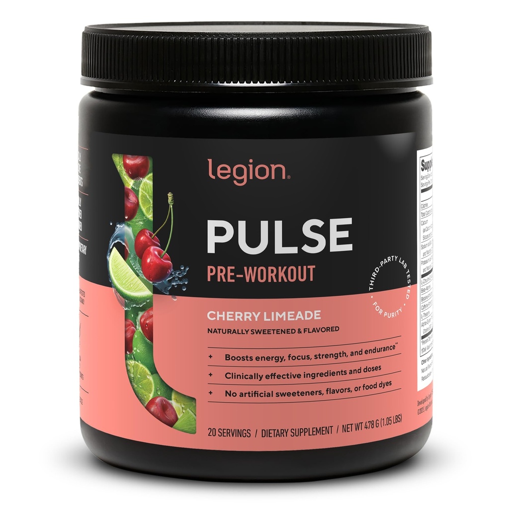 LEGION - Wszystkie naturalne tlenek azotu Precuting Drink do Boost Energy, Kreatyna wolna, Naturalnie Sweetened, Beta Alanina, Citruline, Alpha GPC (Cherry Limeade)