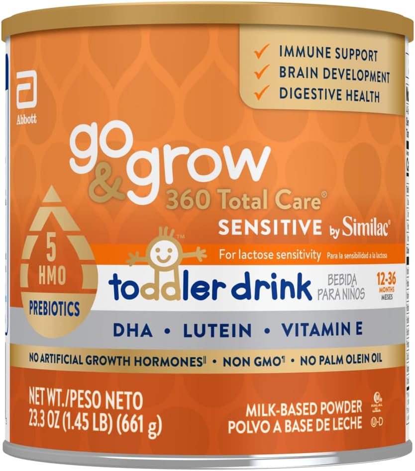 Go & Grow 360 Total Care Sensitive by Avoyac Toddler Nutritional Drink With 5 HMO, Proszek, 23.3- oz Can