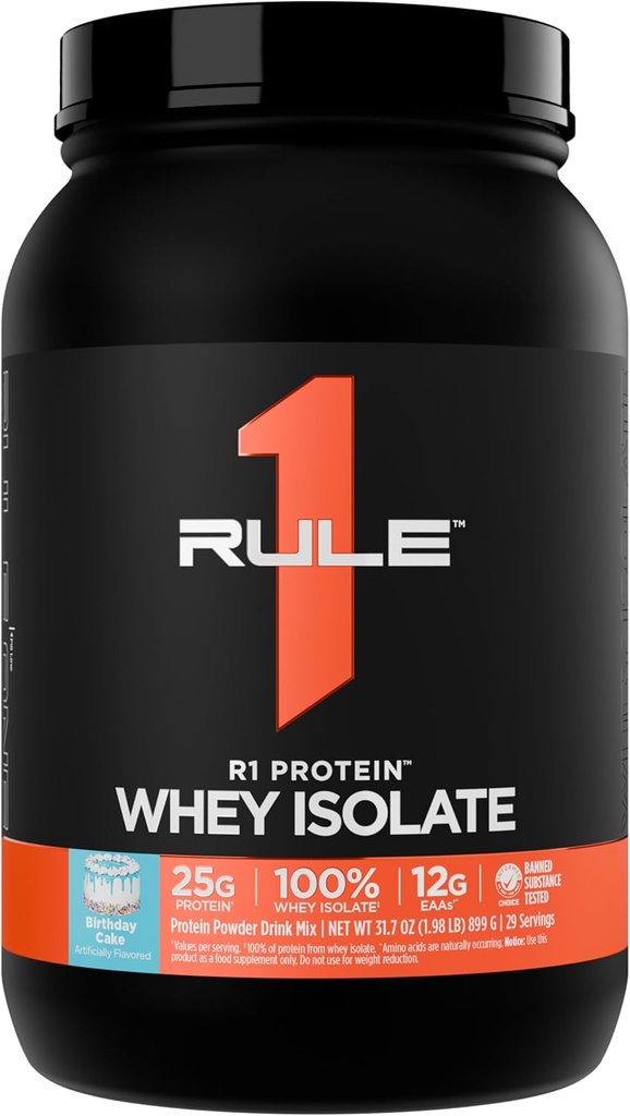 Zasada 1 R1 Izolacja białka serwatki - z 25g protein & 6g BCAA Wyłącznie z izolowanych i zhydrolizowanych źródeł do odzyskiwania ciepła (2 funty *, tort urodzinowy)