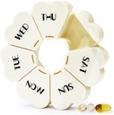 MOLN Hymy duży tygodniowy pill Box 7 dzień, Cute pill Case Organizator 1 raz dziennie, Kwiat pill pojemnik raz dziennie, Pretty Dispenser do witaminy / olej rybny / lekarstwa / suplementy (Milky White)