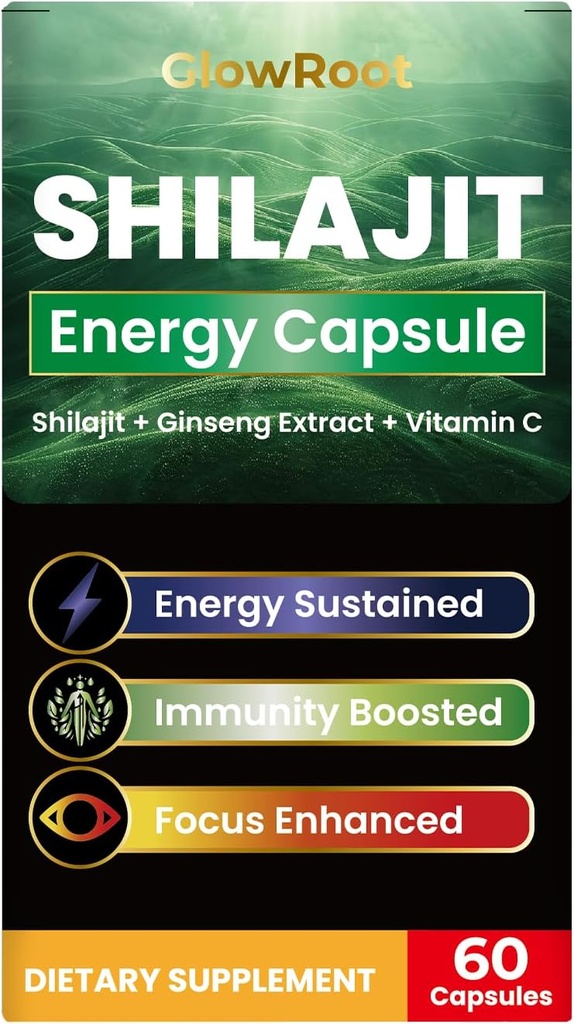 Shilajit Kapsułki, Wysoki stopień Shilajit z Himalaya, Abundant kwasu Fulvic & 85 + Minerały śladowe, Gluten Wolny, Nie Dodano Sugar Shilajit Kapsułki dla mężczyzn i kobiet