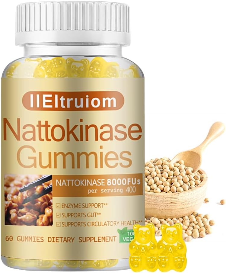 Suplement Nattokinase 8000 FU 400mg Per Serving, Hawthorn & Beet Root Extract, Nattokinase Gummies Tradycyjne Natto Extract Source, 60 Liczby