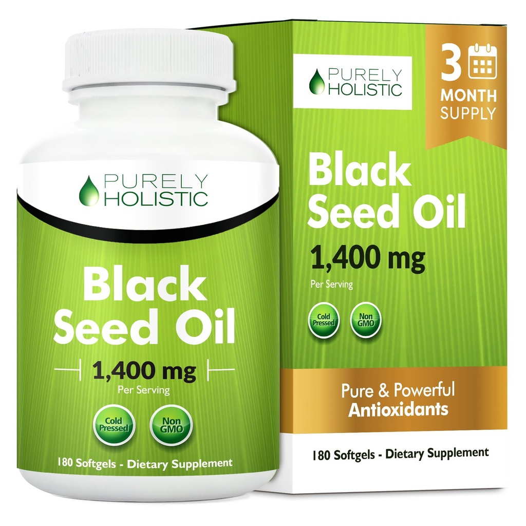 Black Seed Oil kapsułki 1400mg, 180 Softgels, 3 miesięczne dostawy - Cold Pressed Nigella Sativa, bogaty w Omega 6, 9 & TQ, Black Cmin Seed Oil, Immune Support, Joints i trawienie