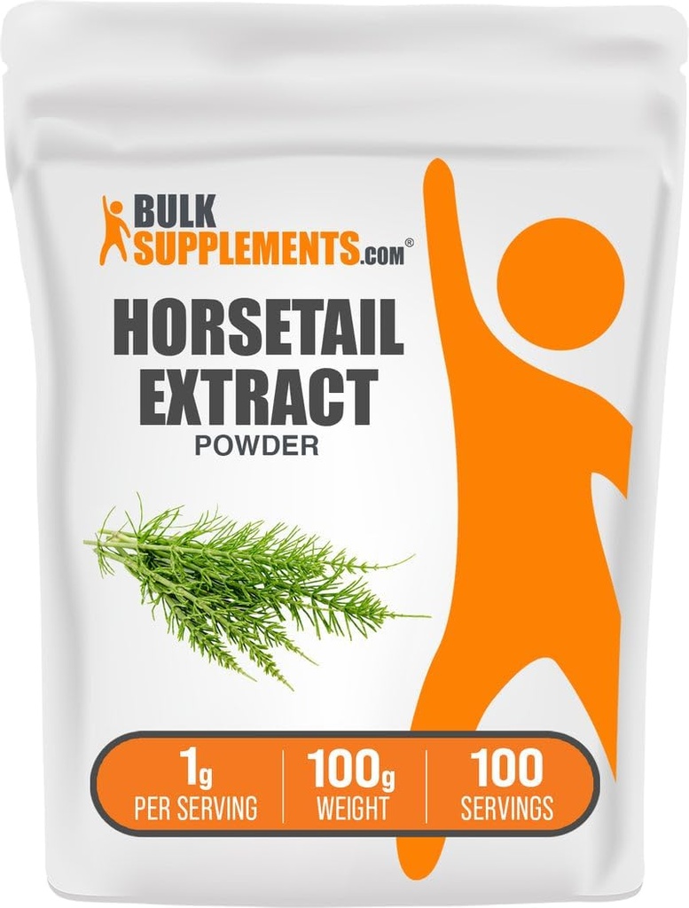 BulkSupplements.com Horsetail Extract Powder - Horsetail Herb - Silica Supplements, Gluten Free, 1g per Serving, 100g (3.5 oz) (Opakowanie po 1)