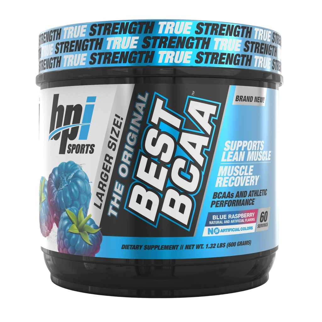BPI Sports Best BCAA - BCAA Powder - Branched Chain Amino Acids - Odzysk mięśni - Synteza protein mięśniowych - Lepsza wydajność - Hydration - Blue Malina - 60 Służenie - 21.12 Oz