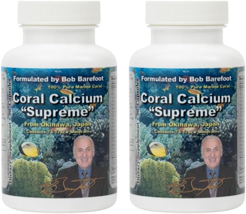 Bobs Best Coral Calcium Supreme I 100% Czysty Koral Morski, 74 Minerały Ślad I 90 Kapsułki, Opakowanie po 2