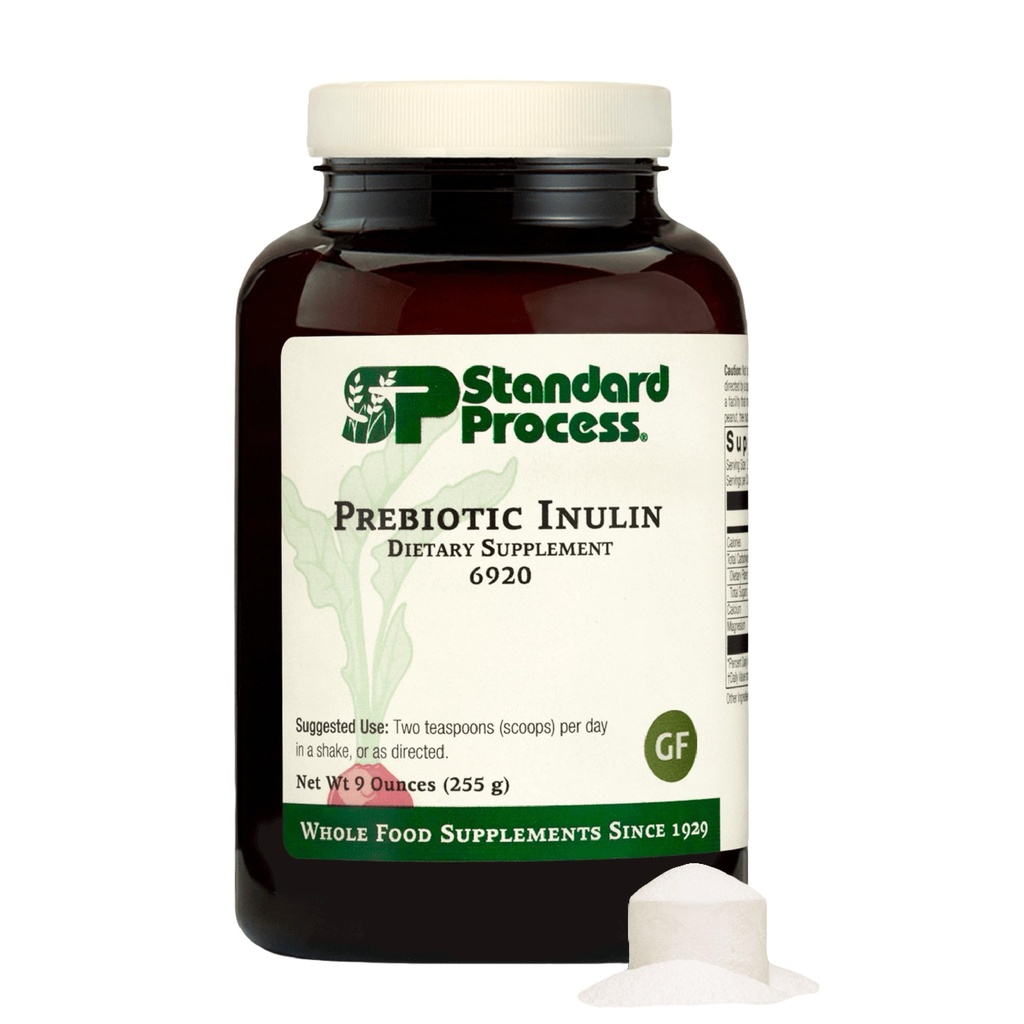Standard Process Prebiotic Inulin - Gut Health & Immune Supplement - Wapń i magnez dla zdrowia kości - Dobre źródło włókna - Non-Soy, Non-Dairy, Gluten- Free & Vegan - 9 oz (255 g)