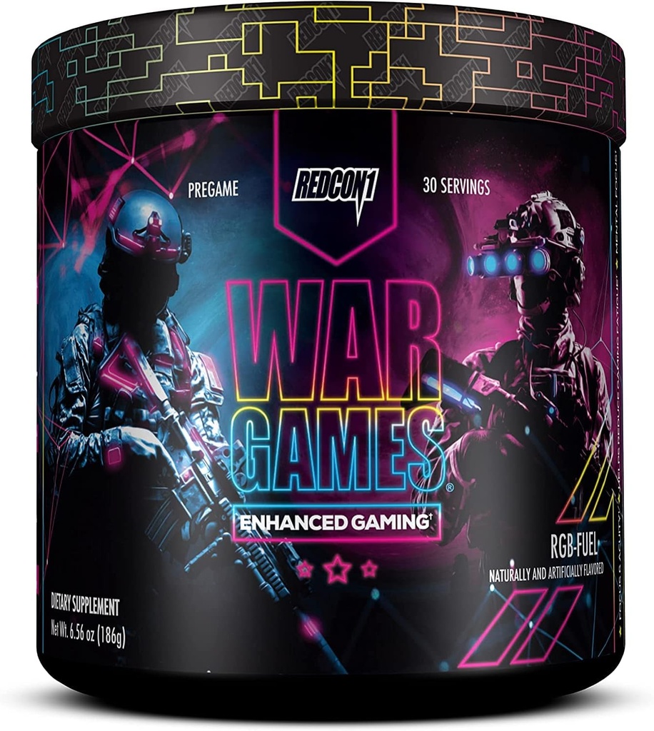 REDCON1 War Games, RGB- Paliwo - Keto Friendly Focus Formuła - Suplement Focus z Nootropics + Green Tea Extract - Niska kofeina Yerba Mate z TeatCrine & Dynamine (30 Służenia)