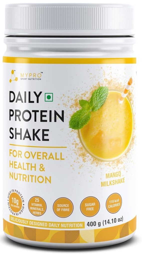 Generyczne QURA Codzienne Shake Białko 118 kcal Kalorii, 25 Witamina, Minerały i 7 Zioła, Zapewnienie energii, Wsparcie odporności i zdrowia kości - Dla mężczyzn i kobiet Mango Mleko shake Flavor -400Gm- 40 Sługi