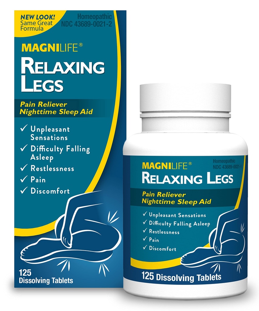 MagniLife Relaxing Legs, Restless Legs, Natural Sleep Aid and Pain Reliever, Calms Jerks, Niepokój i dyskomfort - 125 Quick Disolve Tablets