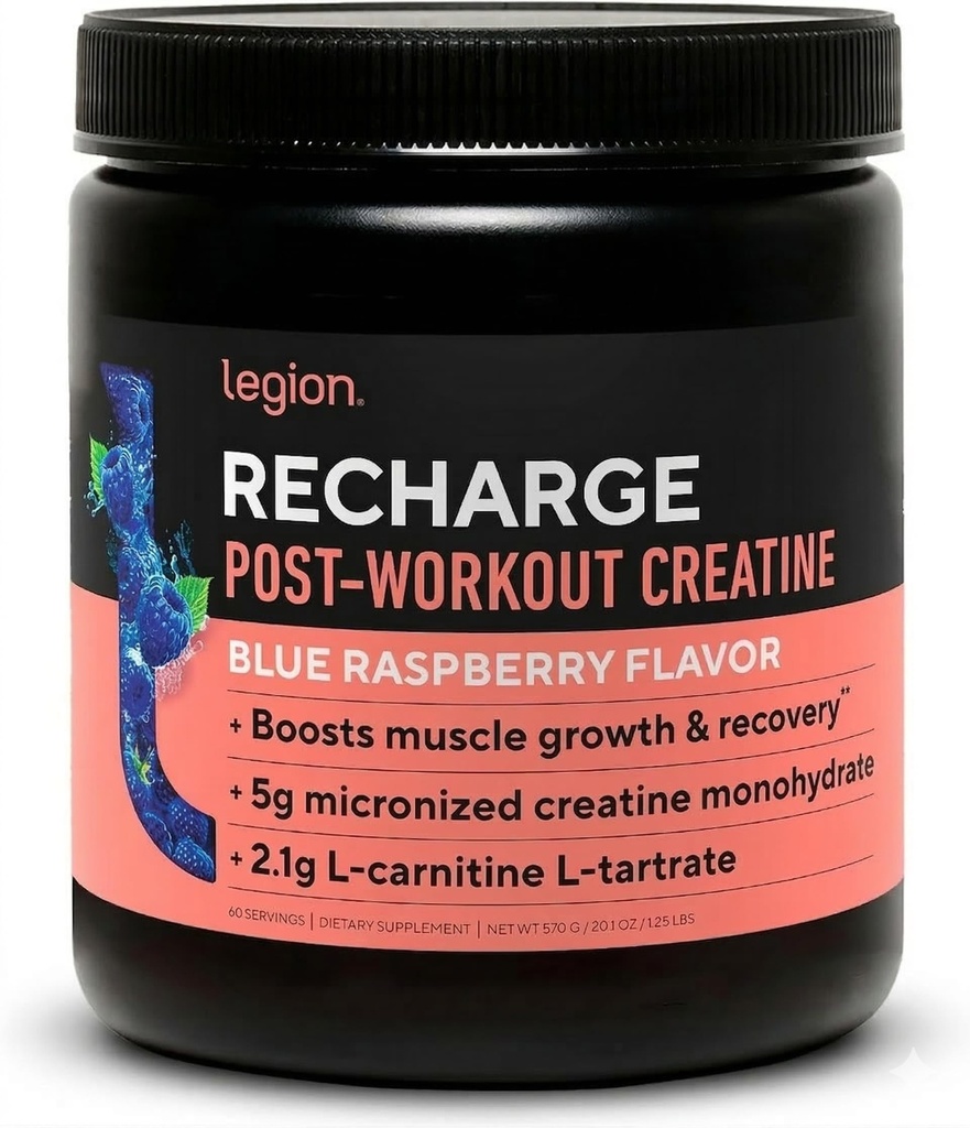 LEGION Recharge Post Workout Supplement - All Natural Muscle Builder & Recovery Drink with Micronized Creature Monohydrate Natural Sweetened & Flavored (Unflavored, 30 Serving (Pack of 1)