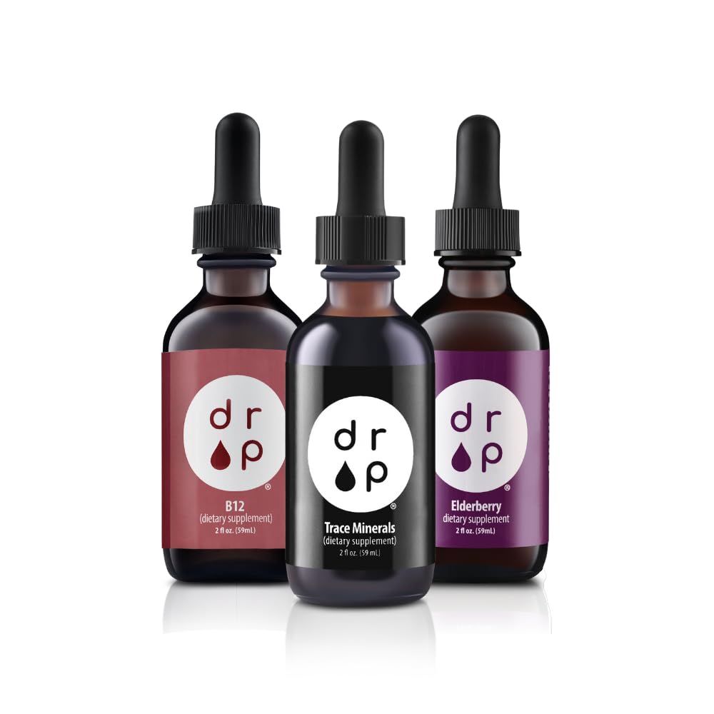 Uzupełnienie kropli Organic Trace Krople mineralne, Krople Elderberry i witaminy B12 Krople