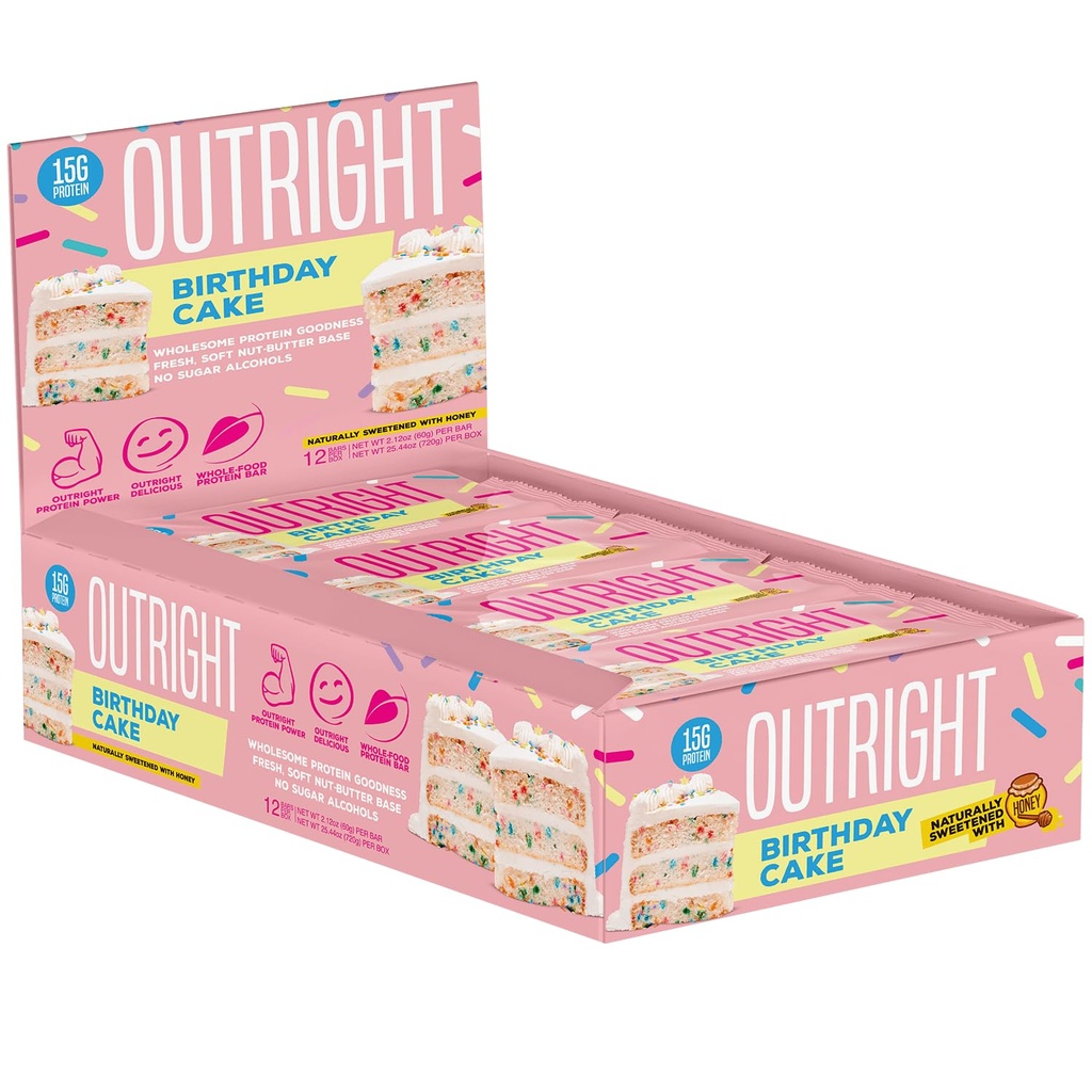 Batoniki - Tort urodzinowy Masło orzechowe - Whole Food Protein Bar - No Sugar Alcohols - MTS Nutrition (12 Count)