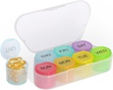 NatureTouch Weekly Pill Organizer, BPA Free Medicine Organizer Rainbow 7 Day Pill Box, Daily Portable Pill Conatainer for Pills / Witamina / Olej rybny / Suplementy [Najpóźniejsza wersja]