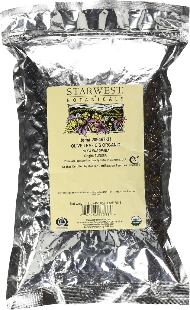 Starwest Botanicals Olive Leaf Cut and Sifted, 1 funt