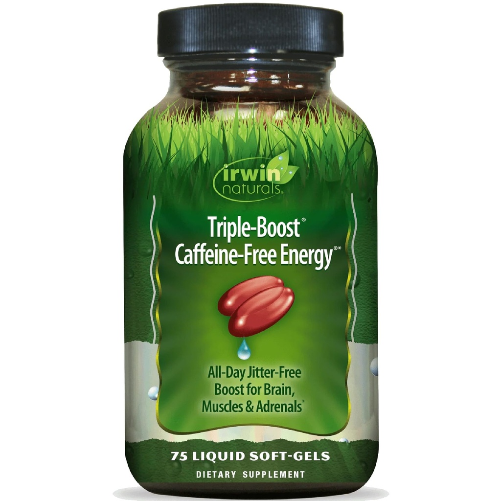 Irwin Naturals Triple- Boost Caffeine- Free Energy - Trwanie, Jitter- Free Focus - Mózg Boosting Nootropic - 75 Płynne Softgels