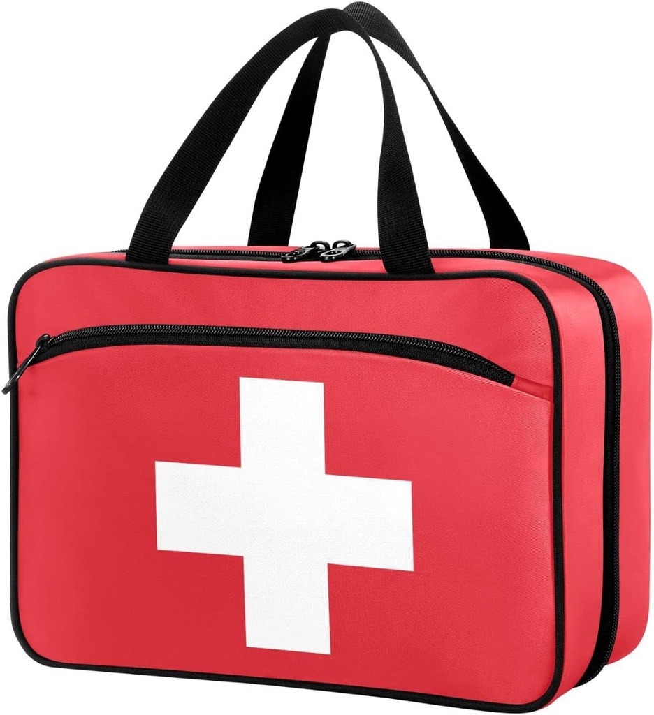 Naanle Pill Organizer Bag Travel Pill Butelka Medykator Strona główna Przechowywanie Torba lecznicza do suplementów witamin, Biały Krzyż Puste czerwony Torba pierwszej pomocy do samochodu Camping, 1.0 Count