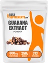 BulkSupplements.com Guarana Extract Powder - Natural Caepture Supplement, from Guarana Seed, Guarana Powder - Gluten Free, 800mg per Serving, 250g (8.8 oz) (opakowanie po 1)