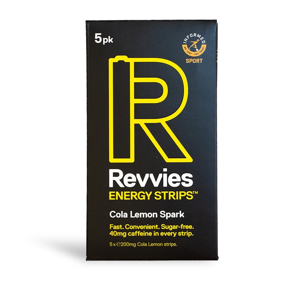 Revvies Energy Strips: 124; Cola Lemon: 124; 50 pasków: 124; 40mg Caepine Strip: 124; 2 paski = kawa / napój energetyczny: 124; Mniej niż 2 kalorie: 124; Vegan: 124; 10 x 5PK...