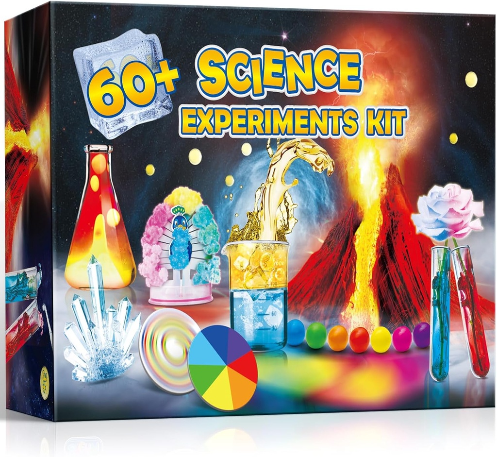 UNGLINGA 60 + Eksperymenty naukowe Zestawy dla dzieci, chłopcy dziewczyny zabawki prezenty, Science Lab S.T.E.M Działania Projekt edukacyjny z Chemia Set, Erupting Volcano, Kolor