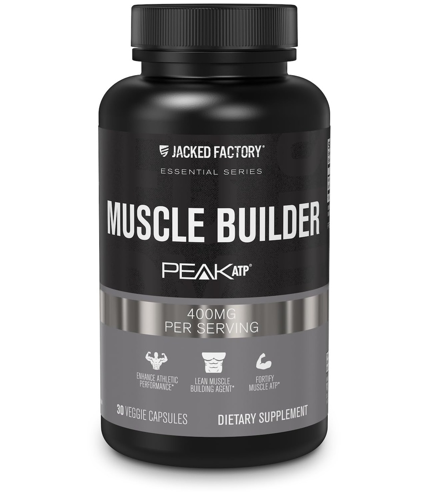 Jacked Factory Essentials Muscle Builder - ATP Muscle Builder for Men with Peak ATP to Support Muscle Gain, Enhance Athletic Performance, & Wzrost siły - 30 Kapsułki