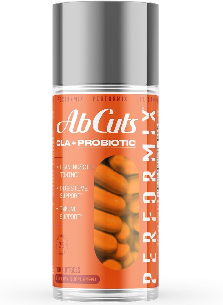 PERFORMIX - AbCuts CLA + Probiotyka - Cele Fitness - Wsparcie Lean Muscle Growth & Gut Health - Energia & Endurance - Żywność Zdrowie Wellness - Kobiety & Mężczyźni - 100 Soft żele