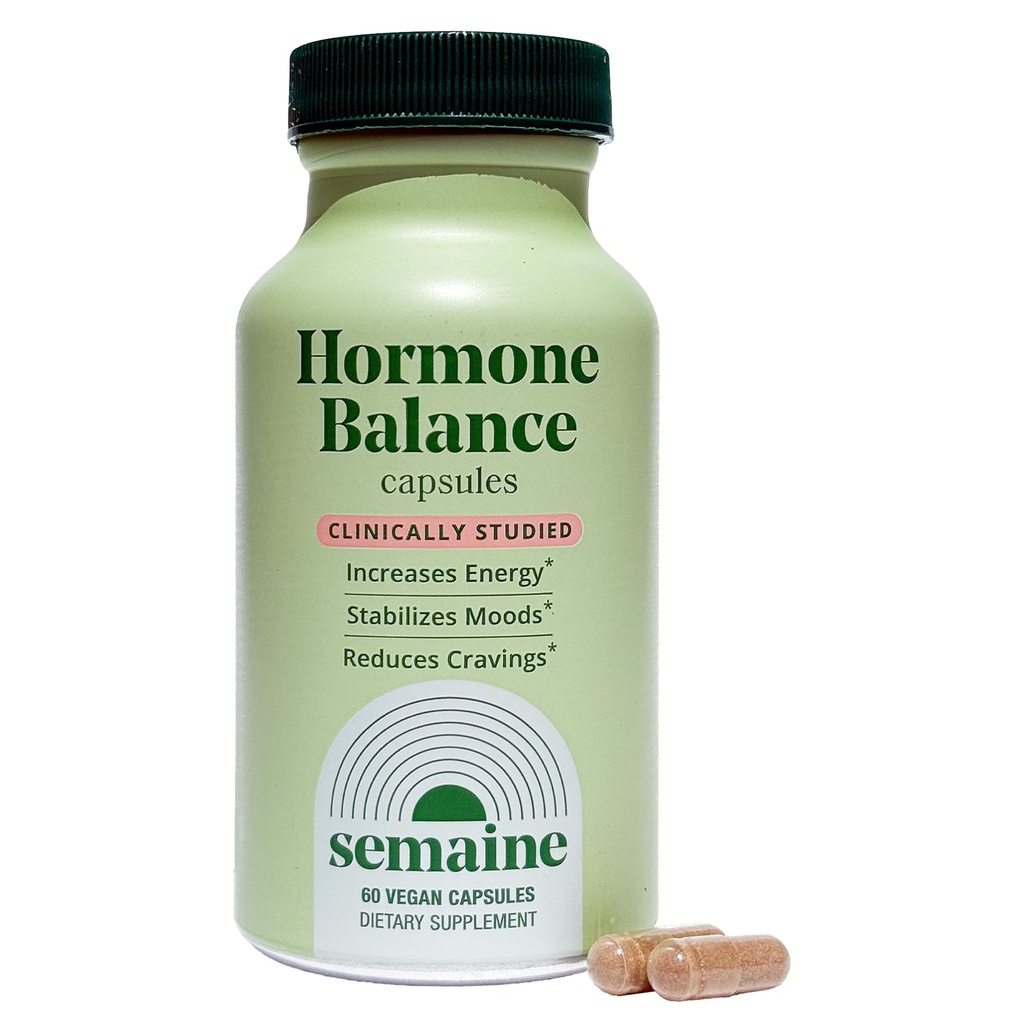 Semaine Codzienna równowaga hormonu - Clearer Skóra, Ulepszone nastroje, Deeper Sleep & Happier Hormones. Kapsułka bez hormonów, Kapsułka wegańska, Wsparcie wieloobjawowe (60 ct)
