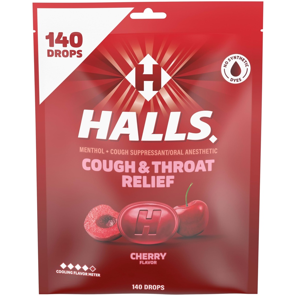Halls Relief Cherry Drops, Value Pack, 140 Drops