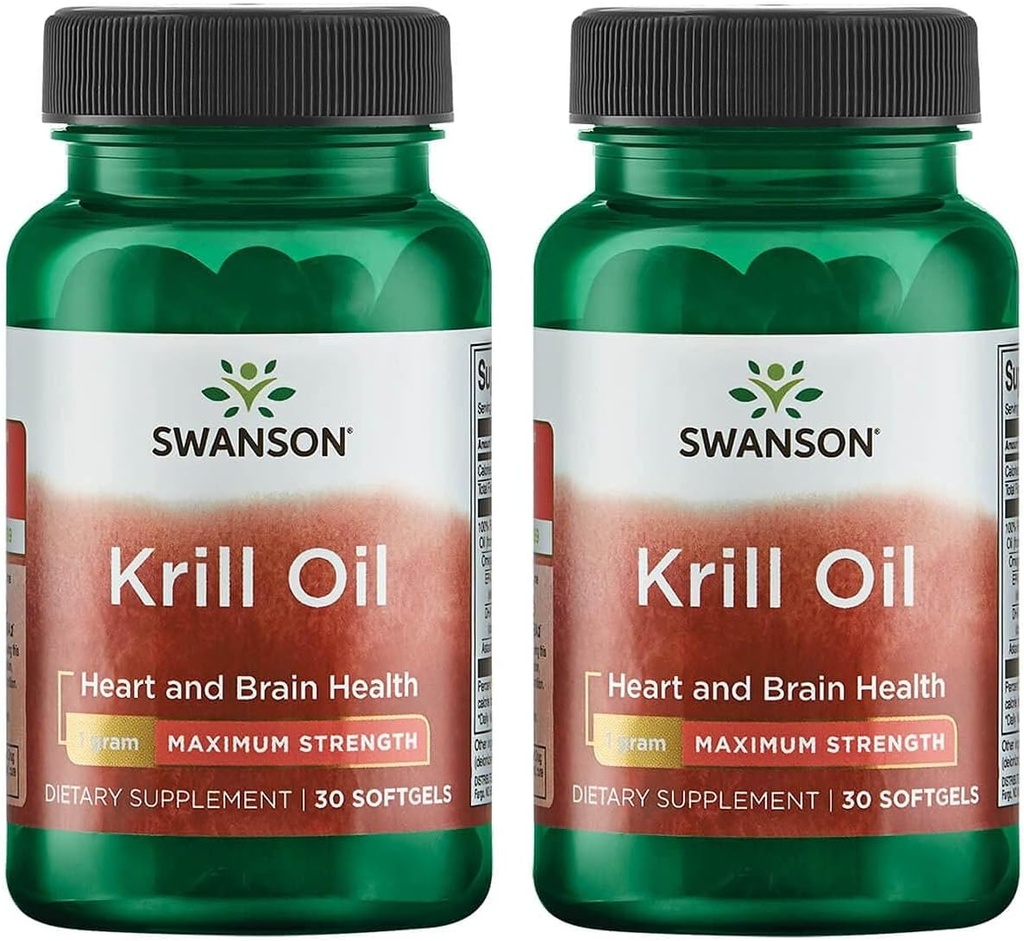 Swanson EFAs- Krill Oil - maksymalna wytrzymałość - 1 g, 30 Softgels (2 opakowania)