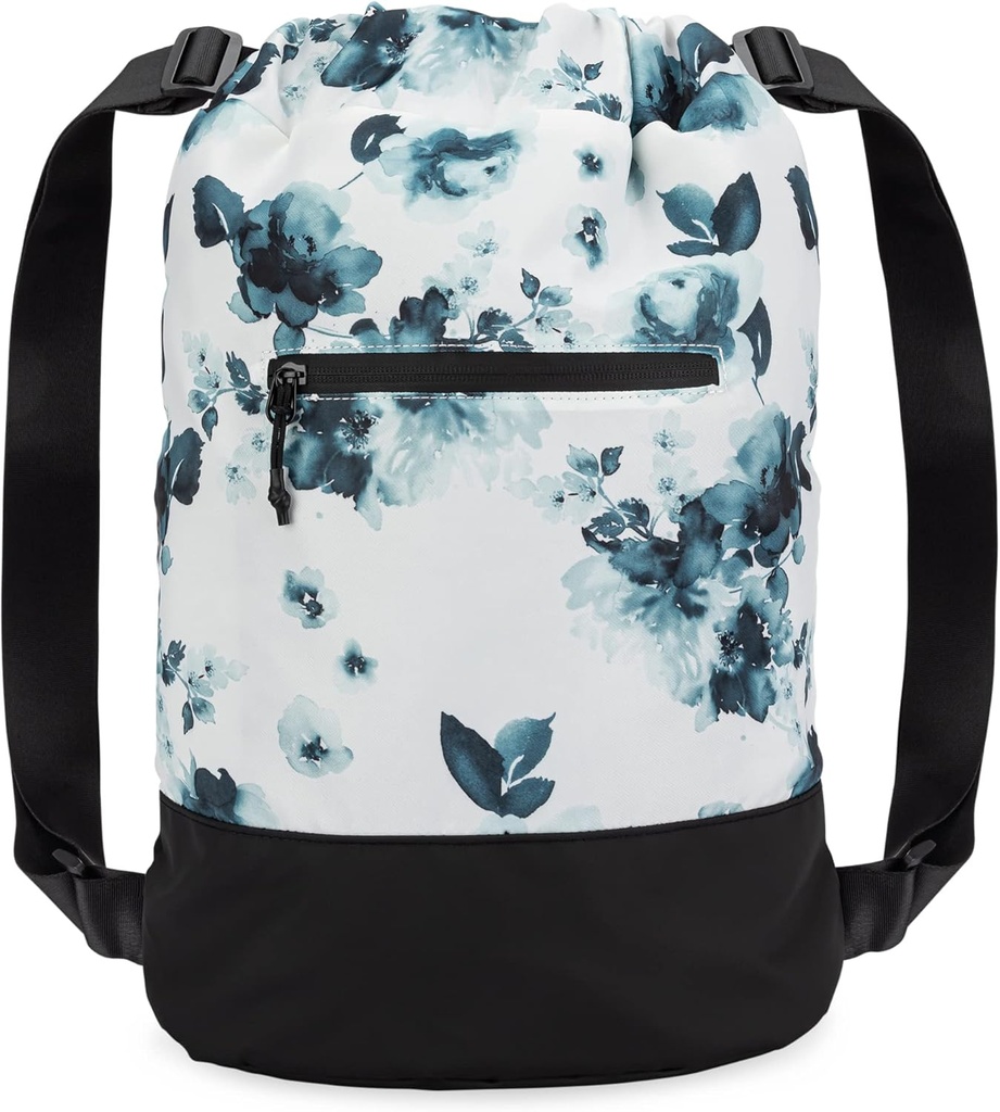 Flex Cinch Drawstring Siłownia Torba dla kobiet z graficznych wzorów 124; Trwały lekki siłownia Cich Bags 124; Wielki dla Siłownia Bag, Podróżowanie i Nocy 124; Teal - Kwiaty