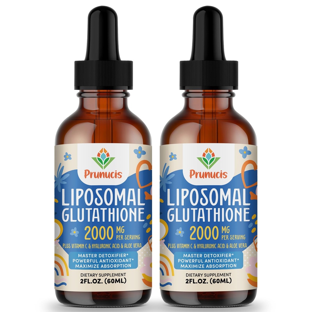 2000MG Liposomal Glutation Liquid, 98% Wchłanianie, Forma aktywna L- Glutation Supplement, Vegan Friendly, Potężny zespół przeciwutleniający dla układu immunologicznego, Obrona starzenia, Detox, 4 FL.OZ